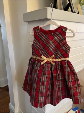 2T Red Plaid Holiday Bow Toddler Dress